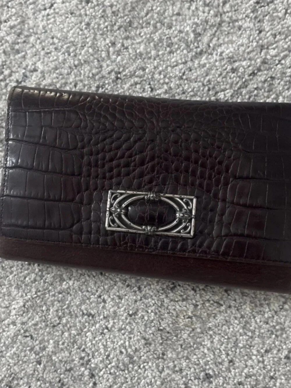 Brighton Wallet Bifold Leather Alligator Card Organizer Checkbook Vintage Brown
